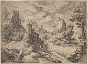 Paisagem fluvial com viajantes de Paul Bril