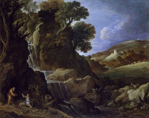 Cristo tentado no deserto, 1626. de Paul Brill