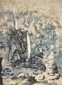 Cachoeira perto de Tivoli (caneta e preto dentro com lavagem)