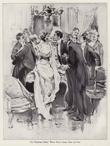 Homens a rodear uma mulher bonita como abelhas à volta de um pote de mel (litografia) de Paul C. Stahr