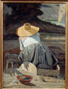 Lavandiere. Pintura de Paul Camille Guigou (1834-1871)