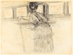 Em frente aos Watteaus no Louvre de Paul Cesar Helleu