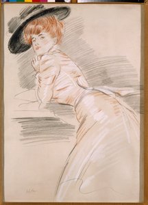 Madame Helleu em um chapéu de Paul Cesar Helleu