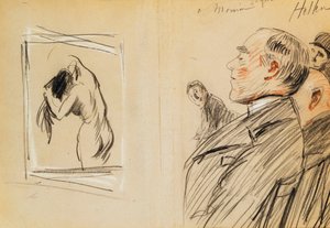 Monsieur Fiquet admirando um Pastel de Degas de Paul Cesar Helleu