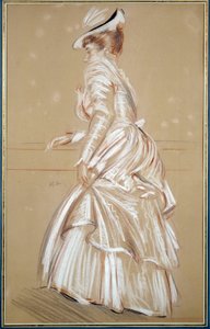 Retrato de uma mulher de branco. Desenho de Paul Helleu (1859 - 1927), século XX. Bayonne, Musee Bonnat de Paul Cesar Helleu
