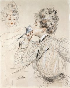 O Perfume (Carvão vegetal, pastel e sangüíneo sobre cartão de Paul Cesar Helleu