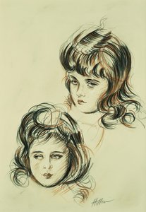 Dois estudos de Ellen, a filha do artista, de Paul Cesar Helleu