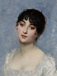 Jovem senhora de branco de Paul Cesar Helleu