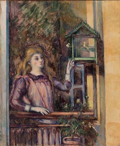 menina com gaiola de Paul Cézanne