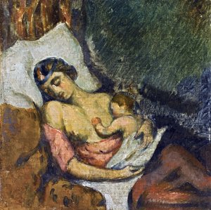 Hortense allaitant Paul - Mulher amamentando seu filho par Cezanne, Paul (1839-1906), ca 1872 - Óleo sobre tela, 23,2x23,2 - Coleção particular de Paul Cézanne