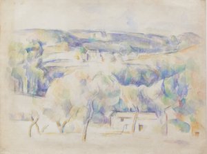 House and grove, c.1890 (lápis e aquarel sobre papel) de Paul Cézanne