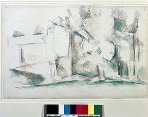 A casa através das árvores. Pintura de Paul Cezanne (1839-1906) de Paul Cézanne