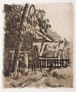 Paisagem em Auvers, Entrada da Quinta na Rue St. Remy (gravura) de Paul Cézanne