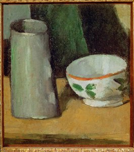 Bacia e jarro de leite (óleo sobre tela) de Paul Cezanne