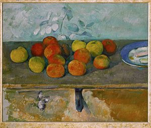 Maçãs e biscoitos (óleo sobre tela) de Paul Cezanne