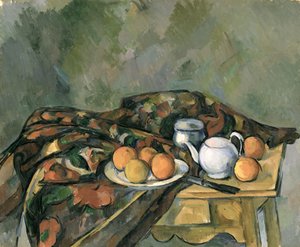 Natureza morta com um bule de chá (óleo sobre tela) de Paul Cézanne