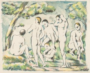 As banhistas (placa pequena) de Paul Cézanne