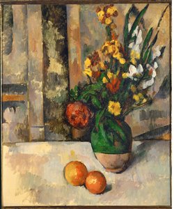 Vaso e maçãs (óleo sobre tela) de Paul Cezanne