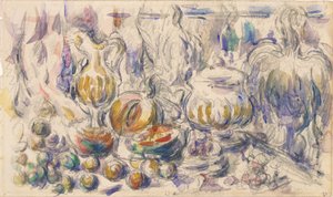 Jarro de água e terrina de sopa de Paul Cézanne