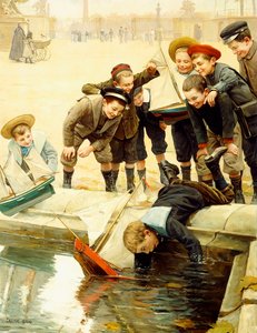 Meninos e seus veleiros de Paul Charles Chocarne Moreau