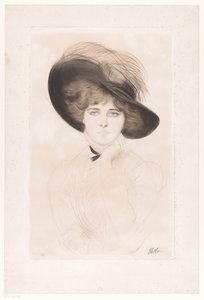 Retrato de uma mulher desconhecida com chapéu de Paul César Helleu (signed by artist)