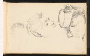 Uma cabeça, uma xícara e um pãozinho de Paul Cézanne