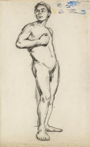 Estudo Acadêmico de um Nu masculino com a mão direita apertada no peito, 1865 de Paul Cézanne