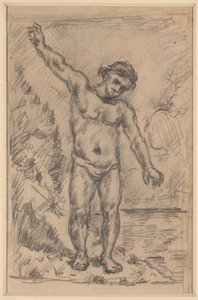 Banhista com os braços estendidos (anverso); Estudo de uma árvore (verso) de Paul Cézanne