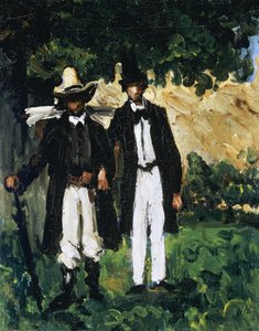 Marion e Valabregue posando para uma foto, 1866 de Paul Cézanne