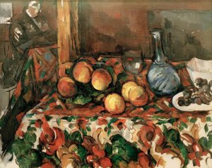 Pêssegos, jarra e caráter de Paul Cézanne