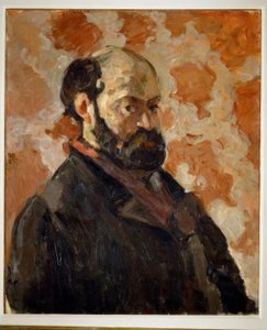 Auto-retrato na frente de fundo rosa de Paul Cézanne