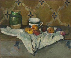 Ainda vida com jarra, xícara e maçãs, c.1877