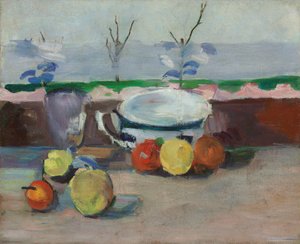 Taça, vidro e fruta, III, c.1877 (óleo sobre tela) de Paul Cézanne