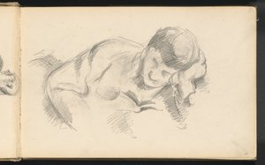 O filho do artista apoiado em seu cotovelo, c. 1887. de Paul Cézanne