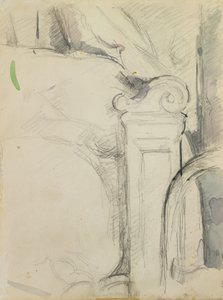 O Bedstead (lápis e wc no papel) de Paul Cézanne