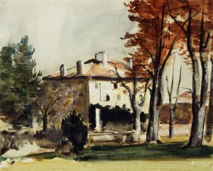 A Casa dos Jas de Bouffan; Le Manoir du Jas de Bouffan, c.1870 de Paul Cézanne