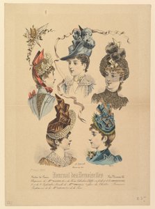 Chapéus femininos, nº 4671, do Journal des Demoiselles, 1º de abril de 1888. de Paul Deferneville