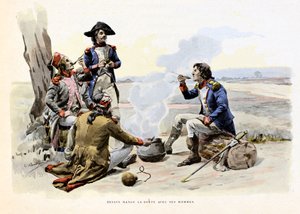 Louis Charles Antoine Desaix de Veygoux (1768-1800) come a sopa com os seus homens - Ilustração de Emile Boutigny (1853-1929) Em "Hoche-Marceau-Desaix" de Theodore Cahu (1854-1928) - Colecção privada - Louis Charles Antoine Desaix de Veygoux (1768-1800) ea
