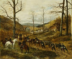 Artilharia que se move através de um vale, Rezonville, de Paul Emile Leon Perboyre