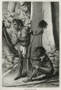 Retratos de dois papas Karons, antropófagos, gravados por E.Mesples, para ilustrar a viagem à Nova Guinee por Achille Raffray, encarregada de uma missão científica pelo Ministério da Educação Pública, em 1876-1877, publicada no tour du monde, sob de Paul Eugene (after) Mesples