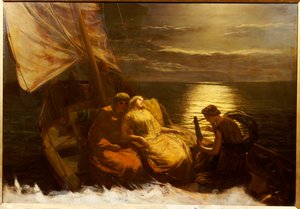 A fuga de Glauco e Ione, com a garota cega Nydia, de Pompéia, 1860