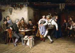 Interior de um Weinstube (óleo sobre tela) de Paul Felgentreff