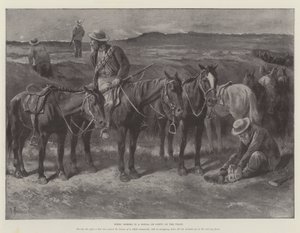 Cavalos Boers &39;em um Donga, ou Fissura, no Veldt de Paul Frenzeny