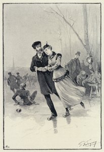 Ilustração para Anna Karenina: Levin e Kitty no gelo (litho)