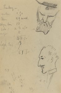 Um homem barbudo e um homem de perfil [verso] de Paul Gauguin