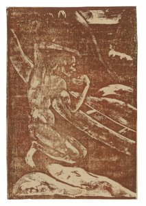 Um pescador bebendo ao lado de sua canoa de Paul Gauguin