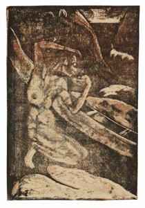 Um pescador bebendo ao lado de sua canoa de Paul Gauguin