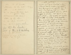 Lista de endereços; página do manuscrito [reto] de Paul Gauguin