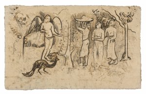 Anjo, pavão e três taitianos de Paul Gauguin