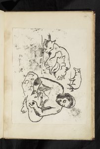 Avant et après - Mulher sentada, gato com gatinhos e um porco de Paul Gauguin